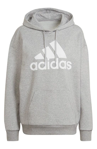 Adidas Originals Essential Badge Of Sport Hoodie In Medium Grey Heather