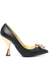 MOSCHINO 100MM TAP-DETAIL LEATHER PUMPS