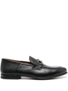 Ferragamo Gancini Ornament Calfskin Mule Loafers In Schwarz