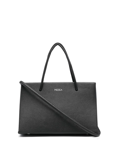 Medea Logo-print Leather Tote In Black