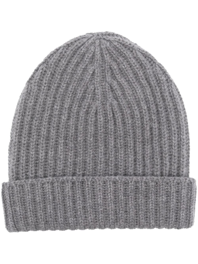 Malo Ribbed-knit Cashmere Beanie In Grey