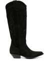 Sonora Roswell 35 Texan Ankle Boots In Black Suede In Schwarz