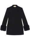 GUCCI CONTRASTING-CUFFS BOUCLÉ FITTED JACKET