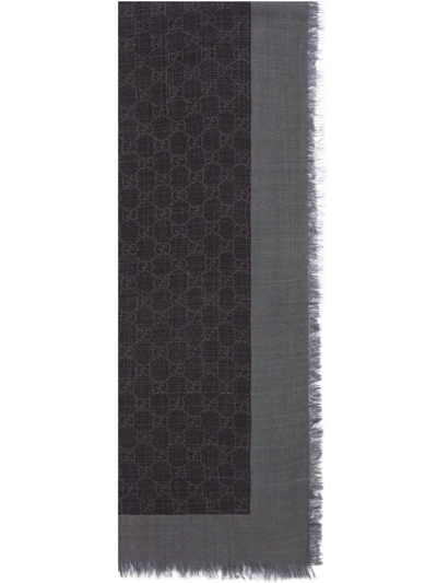 Gucci Monogram Striped Scarf In Schwarz