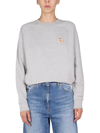 Maison Kitsuné Long Sleeve Fox Head Patch Sweatshirt In Grey