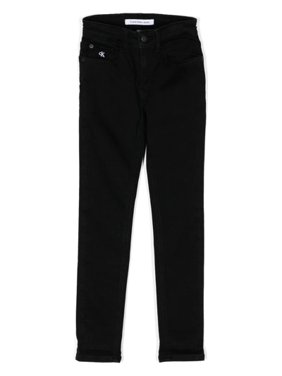 Calvin Klein Jeans Est.1978 Kids' 低腰修身牛仔裤 In Black