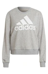 Adidas Originals Essential Badge Of Sport Sweatshirt In Medium Grey Heather/ White