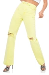 Afrm Heston High Waist Straight Leg Jeans In Canary Yellow Wash
