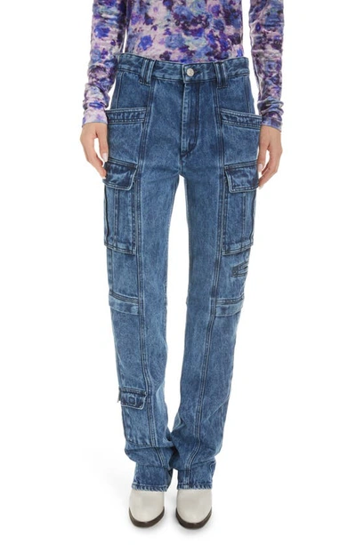 Isabel Marant Vokayo Utility Straight Leg Nonstretch Jeans In Blue-med