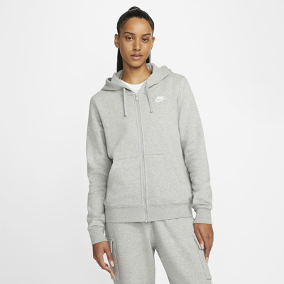 Nike Women's  Sportswear Club Fleece Full-zip Hoodie In Grey