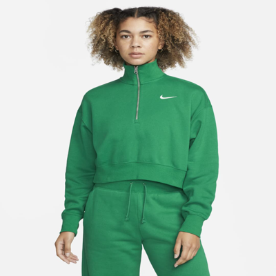 Nike Women's  Sportswear Phoenix Fleece Oversized 1/2-zip Crop Sweatshirt In Malachite/sail