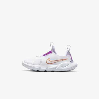 Nike Flex Runner 2 Baby/toddler Shoes In White,violet Frost,vivid Purple,metallic Copper