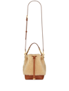 Saint Laurent Women's Emmanuelle Small Bucket Bag In Shearling And Vegetable-tanned Leather In Brown