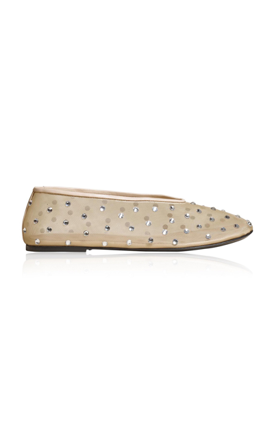 Khaite Marcy Crystal-embellished Mesh Flats In Nude