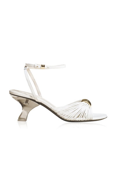 Khaite Amity Leather Sandals In White