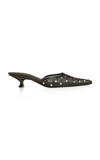 Khaite Minna Patent Leather-trimmed Crystal-embellished Tulle Mules In Black