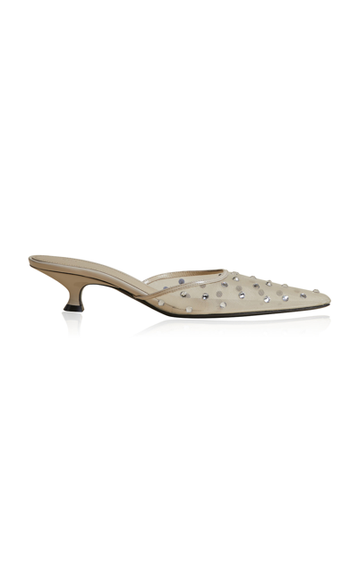 Khaite Minna Crystal-embellished Mesh Mules In Nude