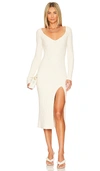 NBD X MARIANNA HEWITT SASKIA BOUCLE MIDI DRESS WITH SLIT