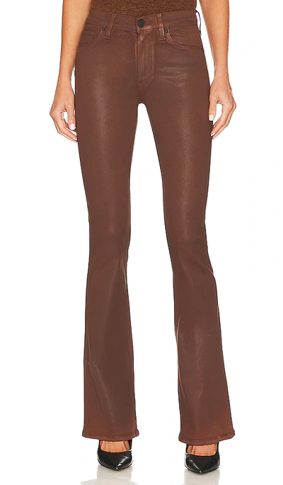 Hudson Barbara High-rise Coated Stretch Bootcut Jeans In Brown