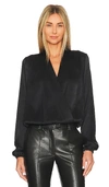 Bobi Plunge Blouse In Black