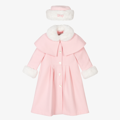 Sarah Louise Kids' Girls Pale Pink Coat Set