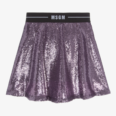 Msgm Girls Purple Sequinned Skirt