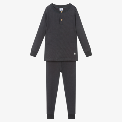 Petit Bateau Kids' Boys Grey Ribbed Cotton Pyjamas