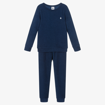 Petit Bateau Boys Blue Towelling Pyjamas