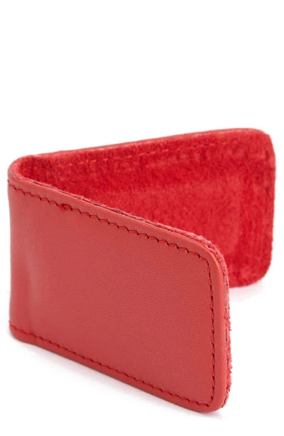 Royce New York Personalized Money Clip Card Case In Red- Deboss
