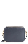 Royce New York Personalized Leather Crossbody Camera Bag In Navy Blue- Gold Foil