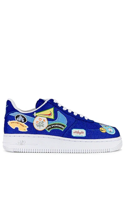 Nike Air Force 1 Low '07 Prm "los Angeles Patched Up" Sneakers In Racer Blue/blue/white