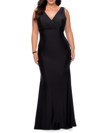La Femme Faux Wrap Bodice Jersey Dress In Black
