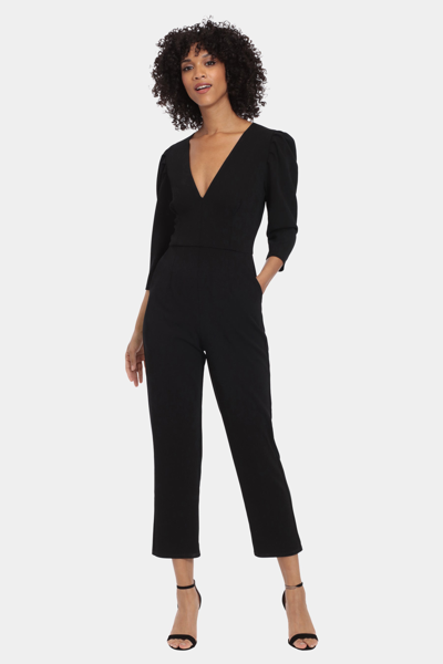 Donna Morgan Women's Velvet Puff Sleeve Jumpsuit In Black