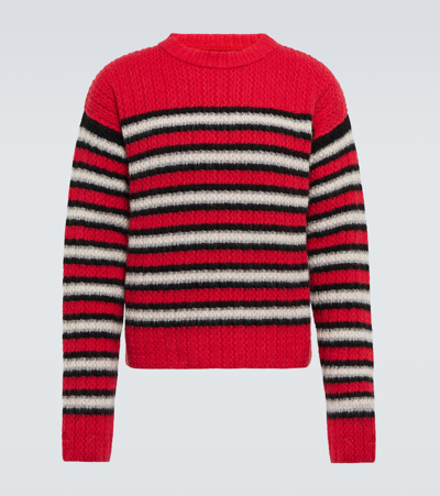 Erl Striped Knitted Sweater In Red
