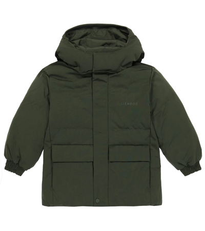 Liewood Kids' Reversible Recycled Blend Puffer Jacket In Hunter Green Multi Mix