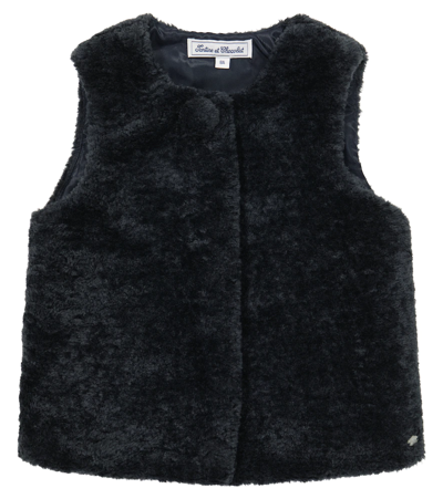 Tartine Et Chocolat Kids' Faux Fur Waistcoat In Marine