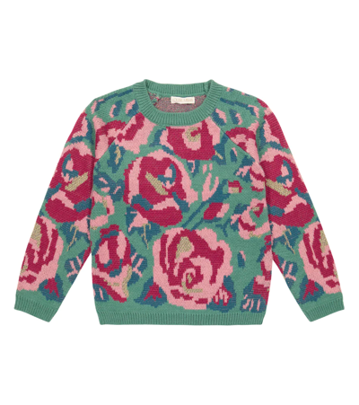 Louise Misha Kids' Tsar Floral Jacquard Sweater In Sauge