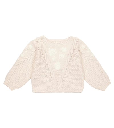Louise Misha Kids' Acacia Embroidered Knitted Jumper In Cream