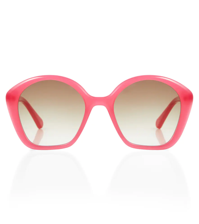 Chloé Kids' Willow Hexagonal-frame Sunglasses In Orange