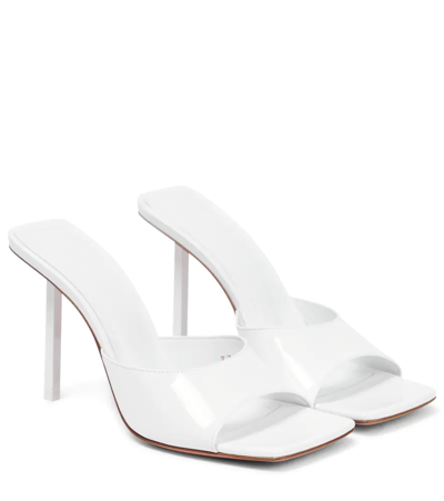 Amina Muaddi Laura Patent Leather Mules In White