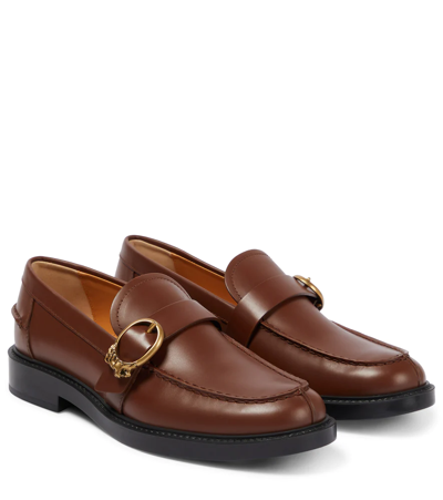 Tod's Classic Leather Loafers In Marrone Scuro