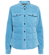 Moncler Nangy Quilted Corduroy Down Shirt Jacket In Sky