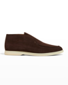 Loro Piana Suede Chukka Boot In Dark Brown