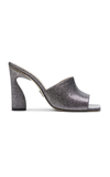 Paul Andrew Arc Glittered Patent Leather Mules In Silver
