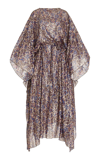 La Doublej Cascata Metallic Floral Silk Maxi Kaftan In Purple