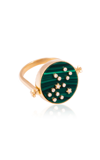 L'ATELIER NAWBAR 3-IN-1 COSMIC LOVE 18K YELLOW GOLD DIAMOND; MALACHITE PINKY RING