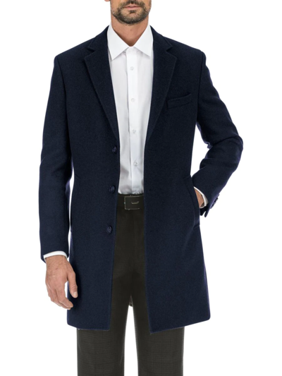 English Laundry Men's Single Breasted Overcoat In Navy