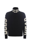 Gcds Wool Melange Turtleneck Sweater In Nero