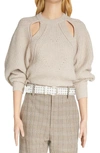 Isabel Marant Palma Cut-out Wool-cashmere Sweater In Beige