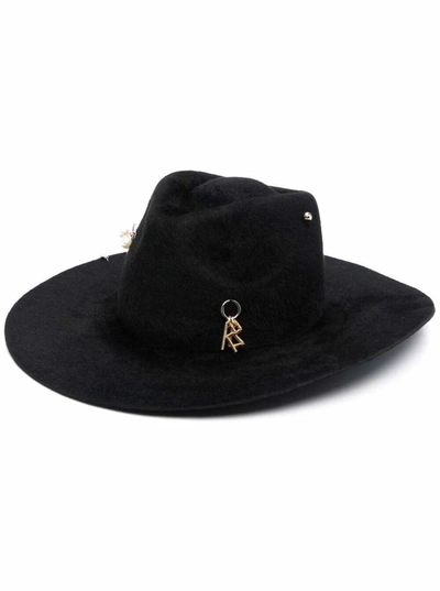 Ruslan Baginskiy Pierced Felt Fedora Hat In Nero